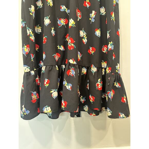 Ralph Lauren Dress Womens Sz 12 Black Floral Crepe Ruffles Tie Neck 2008 - Picture 3 of 10